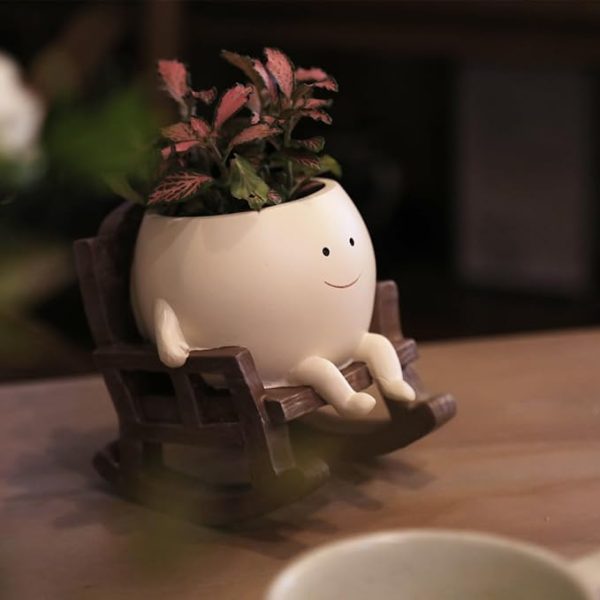Cute Resin Planter with Drainage Hole for Indoor Outdoor Plants