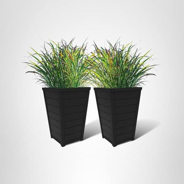Tall Outdoor Planters with Drainage for Porch Garden Decor