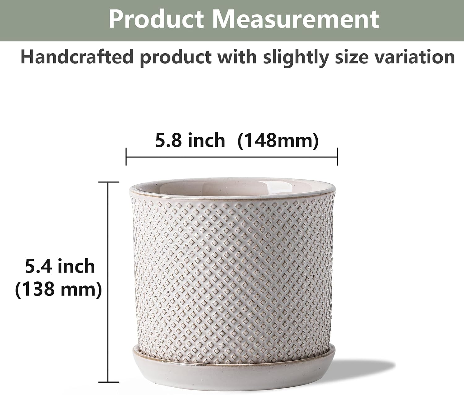 Ceramic Plant Pot with Drainage Hole and Separate Saucer - Image 2