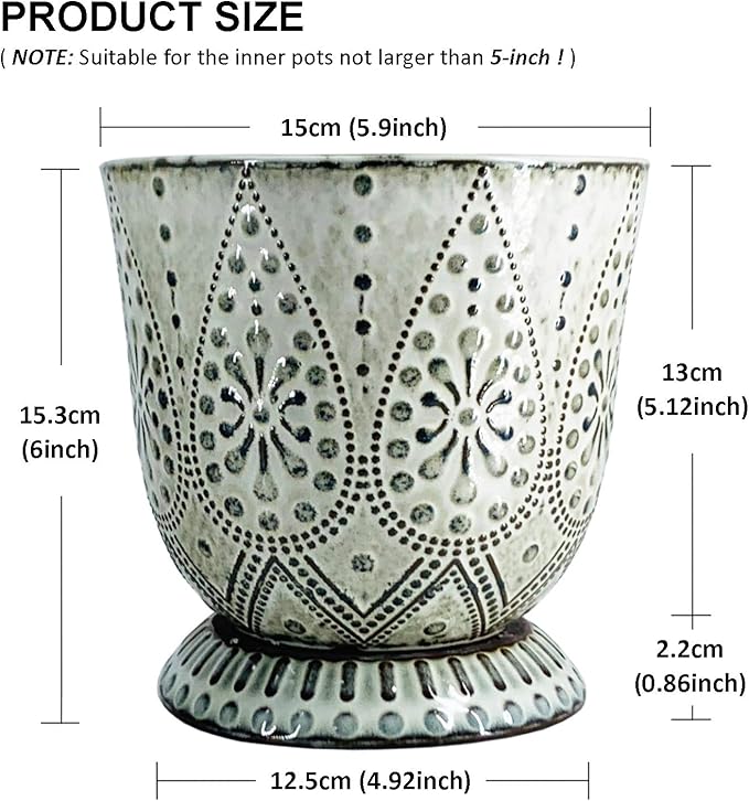 Ceramic Planter with Drainage Hole and Saucer for Indoor Plants - Image 2