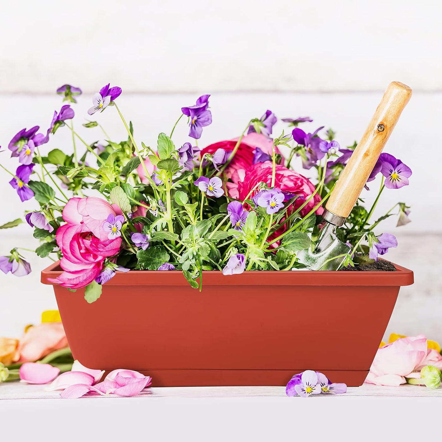 Rectangular Window Planter Boxes with Saucers for Indoor Outdoor Plants - Image 2