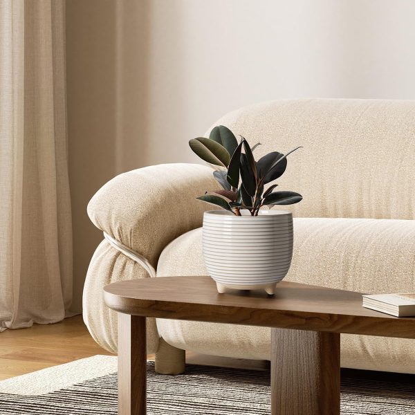 Ceramic Footed Plant Pots with Drainage for Indoor Plants