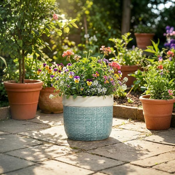 Decorative Ceramic Planter with Drainage for Indoor Outdoor Plants