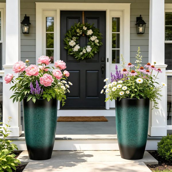 Tall Decorative Planters with Drainage for Indoor Outdoor Plants