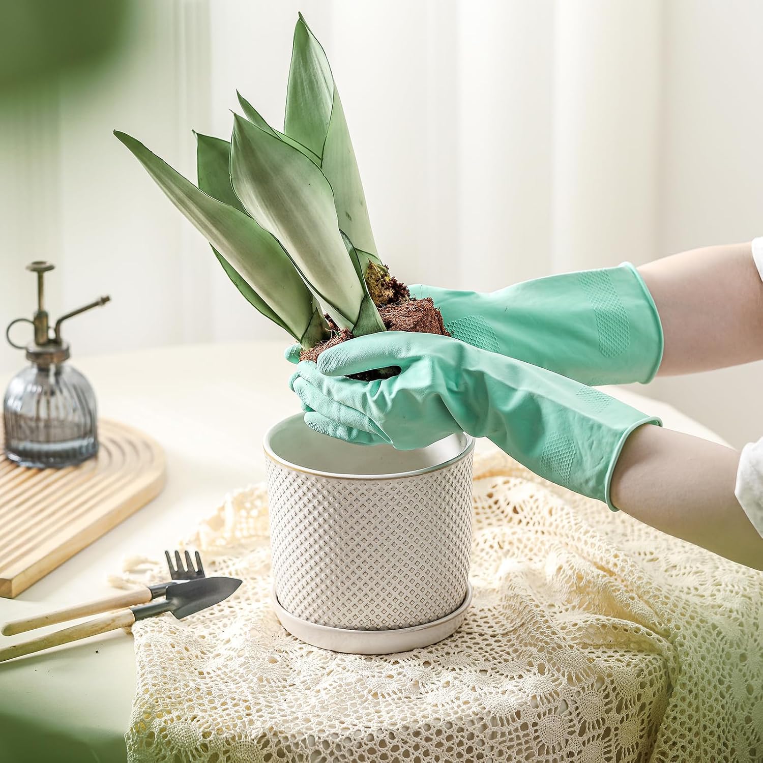 Ceramic Plant Pot with Drainage Hole and Separate Saucer