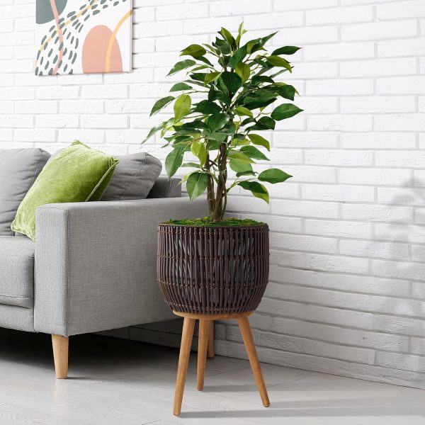 Indoor Planter with Wooden Stand for Large House Plants