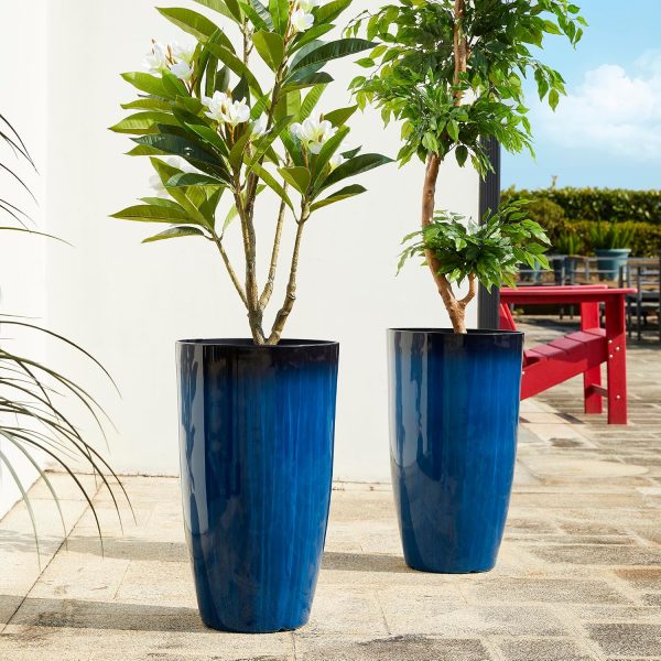 Tall Decorative Planters with Drainage for Porch Garden Decor