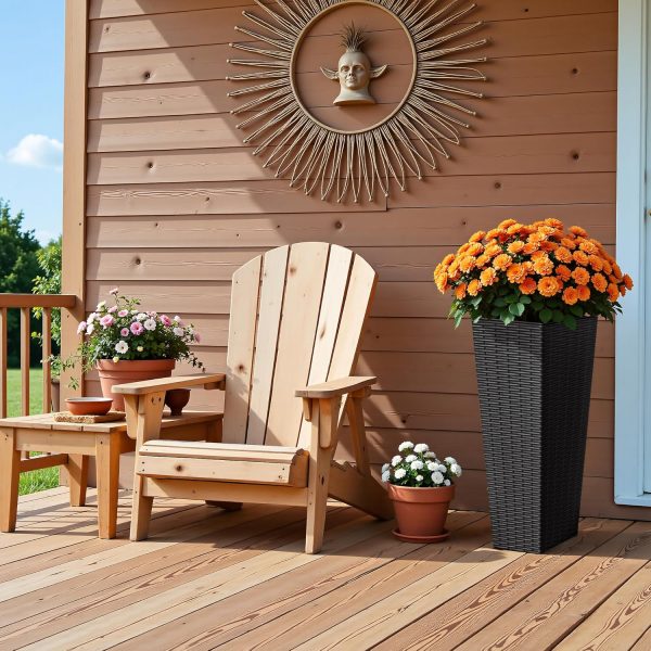 Tall Outdoor Planters with Drainage for Patio Garden Plants